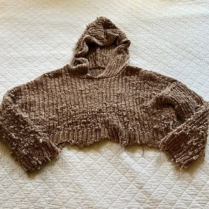 Deconstructed crop chenille hoodie